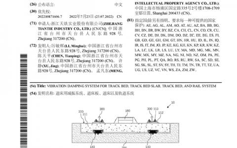 天铁股份公布国际专利申请：“道床用减振系统、道床板、道床以及轨道系统”
