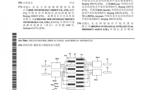 京东方Ａ公布国际专利申请：“触控显示面板及显示装置”