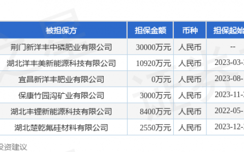 新洋丰披露6笔对外担保，被担保公司达6家
