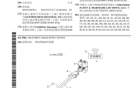 盛美上海公布国际专利申请：“一种处理液供给装置”