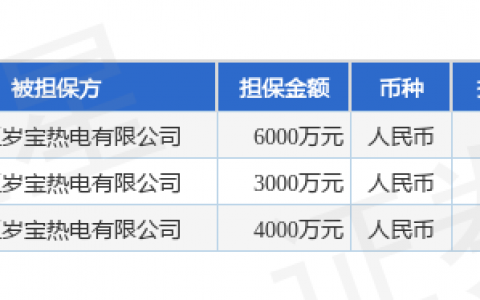 哈投股份披露3笔对外担保，被担保方为黑龙江岁宝热电有限公司